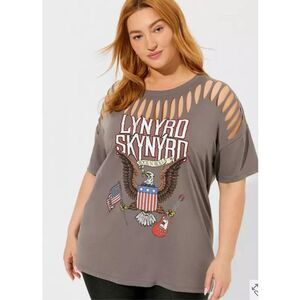 Torrid Lynyrd Skynyrd Relaxed Fit Cotton Slash Sleeve Tee Plus Size 0 L/12
